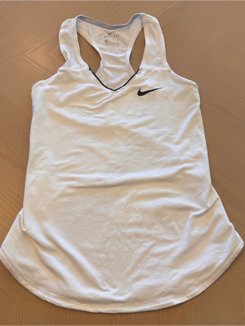 Nike Women's White Racerback Tank with Black Swoosh